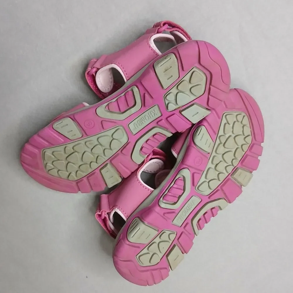 Khombu Water River Sandals Lilly Shoes Adjustable Pink Gray Kids Girls sz 3